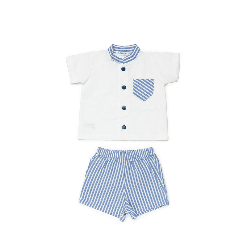 CONJUNTO CAMISA NIÑO RAYADO BOLSILLO