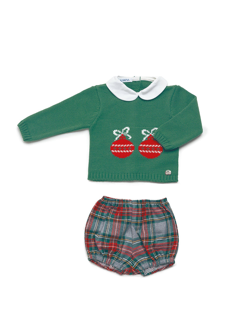 CONJUNTO PANTALON CUADROS BAMBALINAS DE NAVIDAD