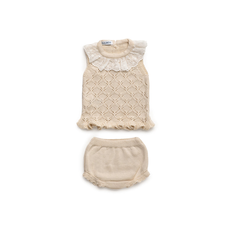 CONJUNTO BRAGA PUNTO ROMBOS CALADOS