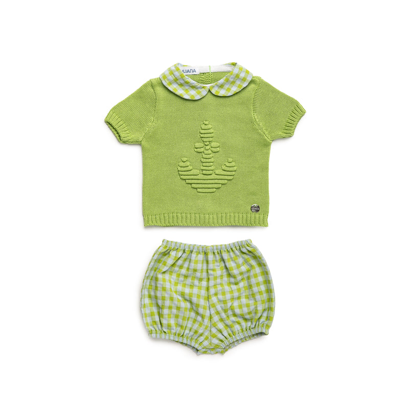 CONJUNTO PANTALON TELA CUADRITOS ANCLA