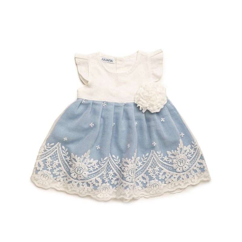 VESTIDO CORTADO CINTURA ENCAJE FLOR