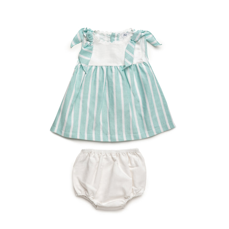 VESTIDO CORTO CON BRAGA RAYADO