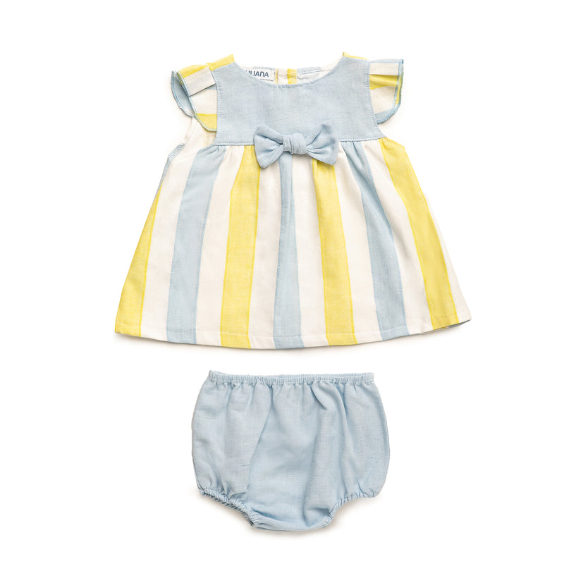 VESTIDO CORTO CON BRAGA RAYADO