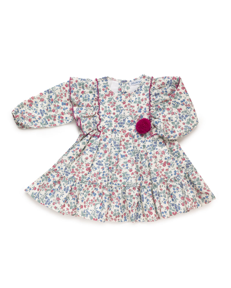 VESTIDO VOLANTES FLORES HOMBROS