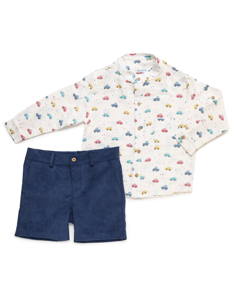 CONJUNTO NIÑO PANTALON CAMISA COCHES
