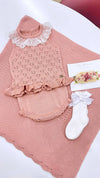 CONJUNTO BRAGA PUNTO ROMBOS CALADOS