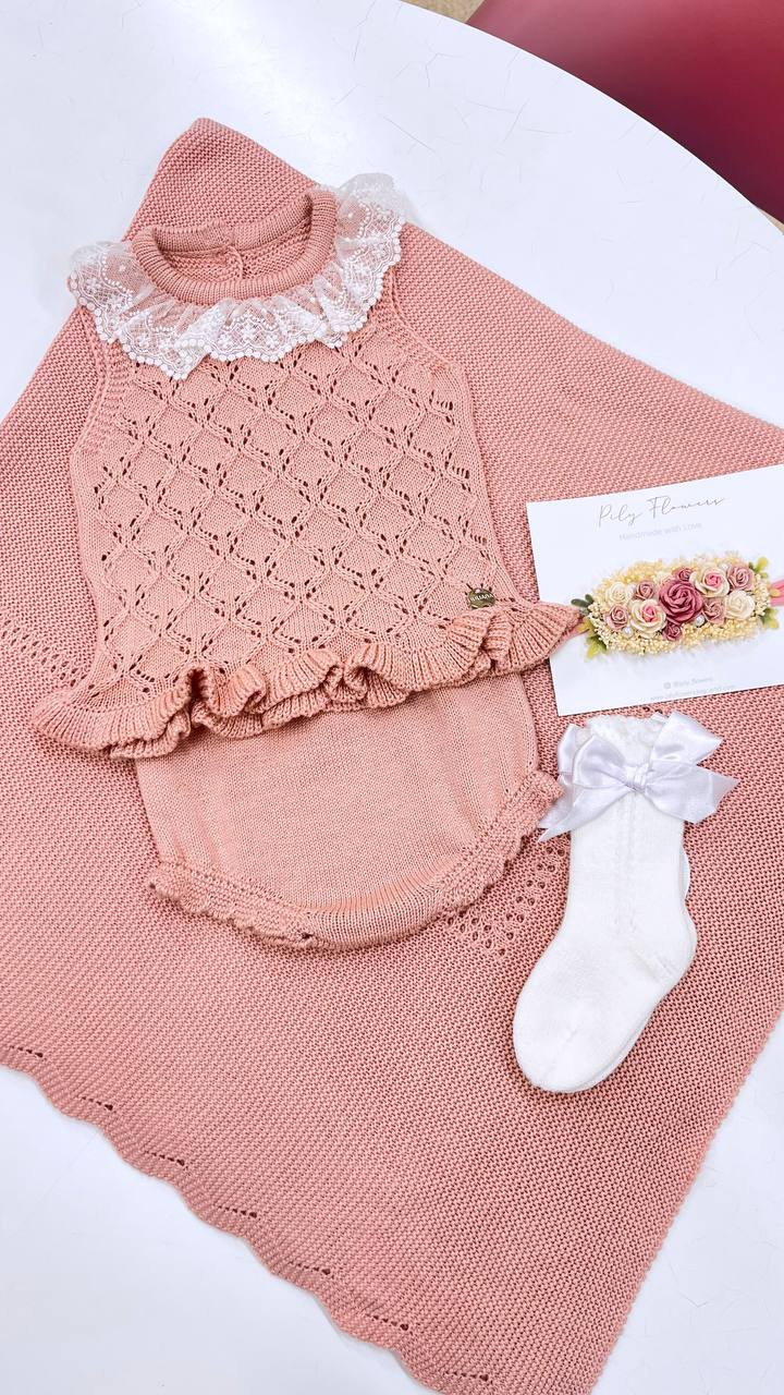 CONJUNTO BRAGA PUNTO ROMBOS CALADOS