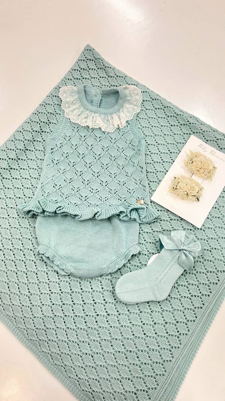 CONJUNTO BRAGA PUNTO ROMBOS CALADOS